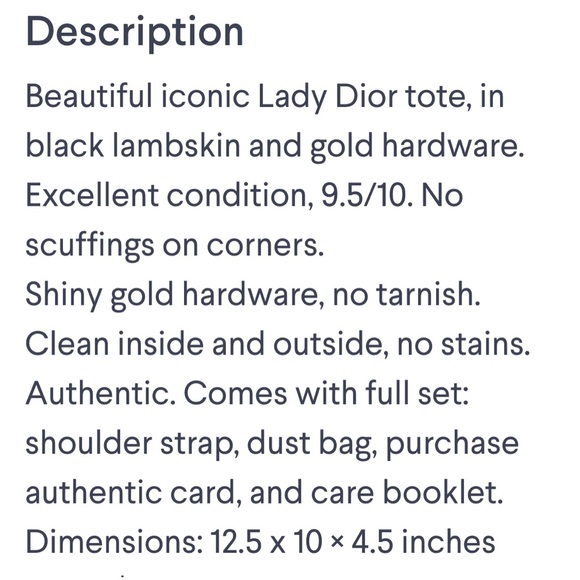 100% Authentic Large Lady Dior, Cannage Lambskin, - Picture 11 of 11